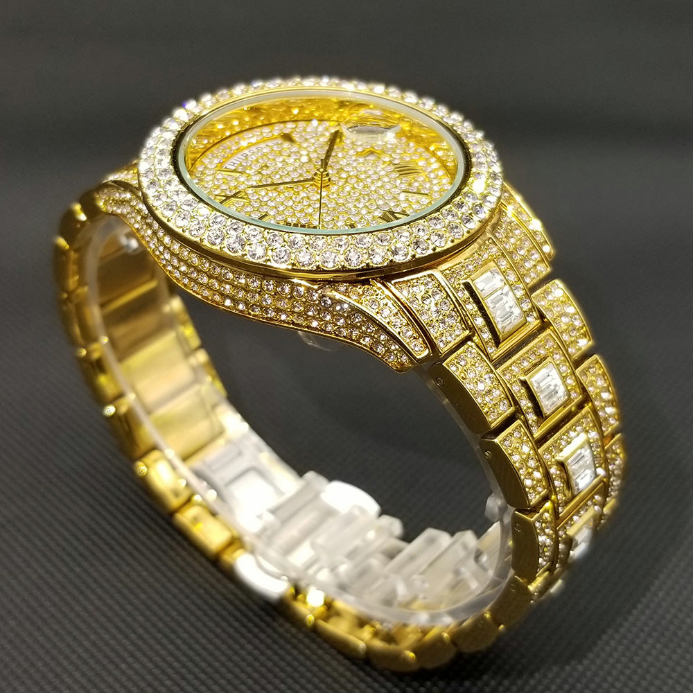 Radiant Opulence: Full Iced Crystal Watch