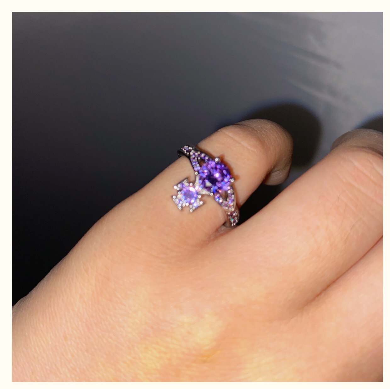 Luxury Purple Zircon Crystal Ring"