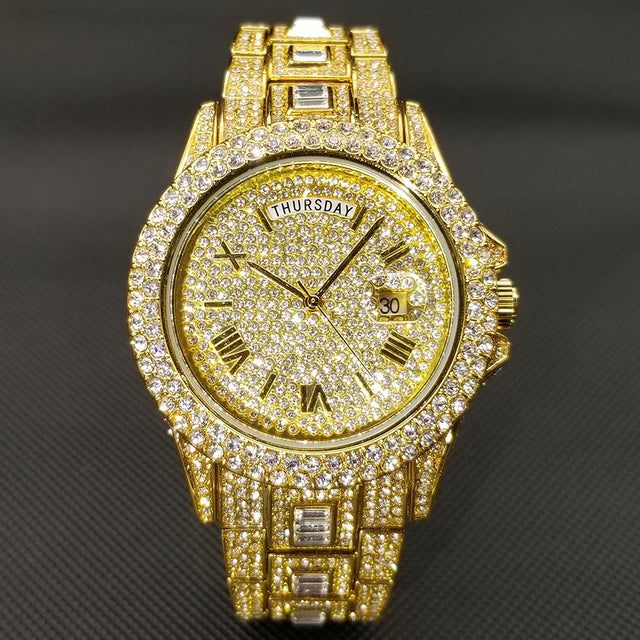 Radiant Opulence: Full Iced Crystal Watch