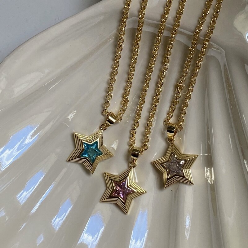 Sparkling Pentagram Clavicle Stars Necklace