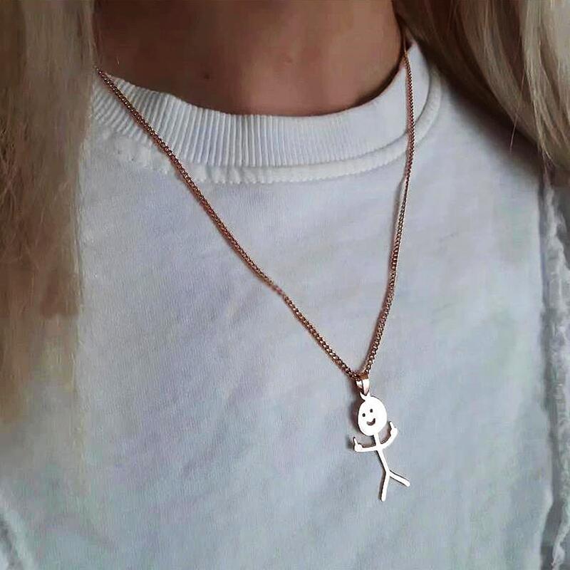 Bold Middle Finger Stickman Pendant Necklace