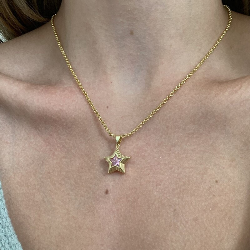 Sparkling Pentagram Clavicle Stars Necklace