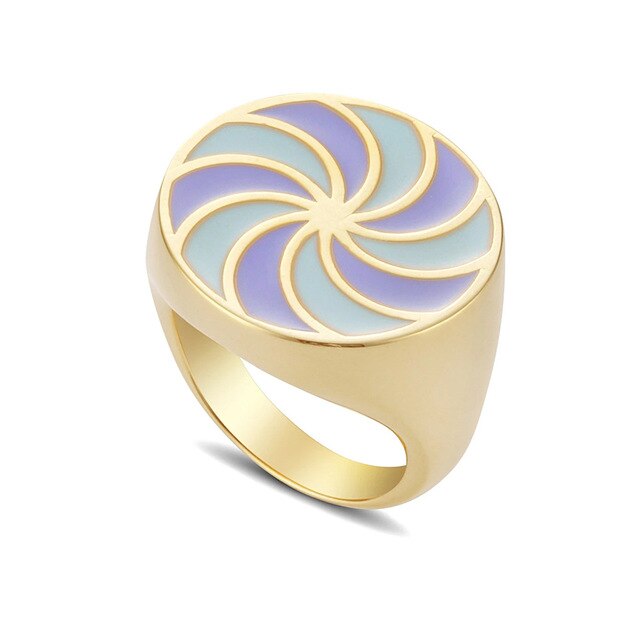 Summer Style Enamel Geometric Ring