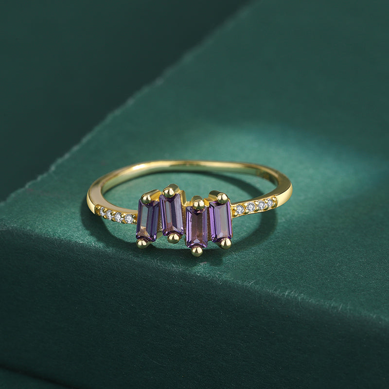 Baguette Amethyst Rings - Elegance Meets Luxury