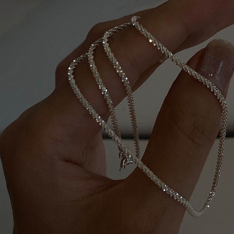 2023 Popular Sparkling Silver Clavicle Chain Necklace