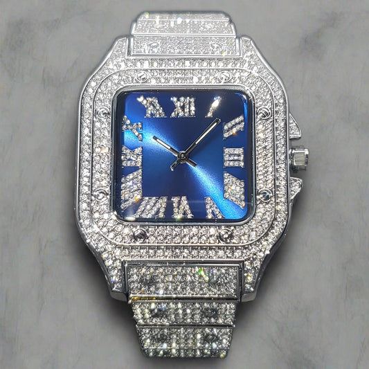 MISSFOX Ice Out Diamond Square Watch: Elegance Redefined