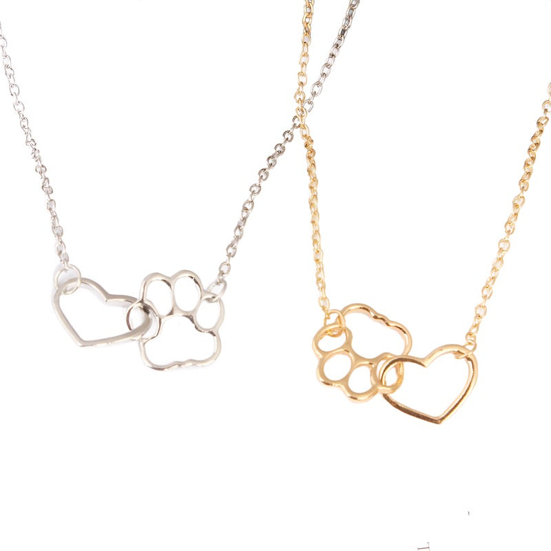 Pet Paw Love Heart Necklace