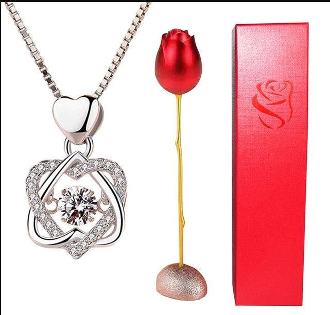 Pink Eternal Love Necklace Pendant Holder Gift Set