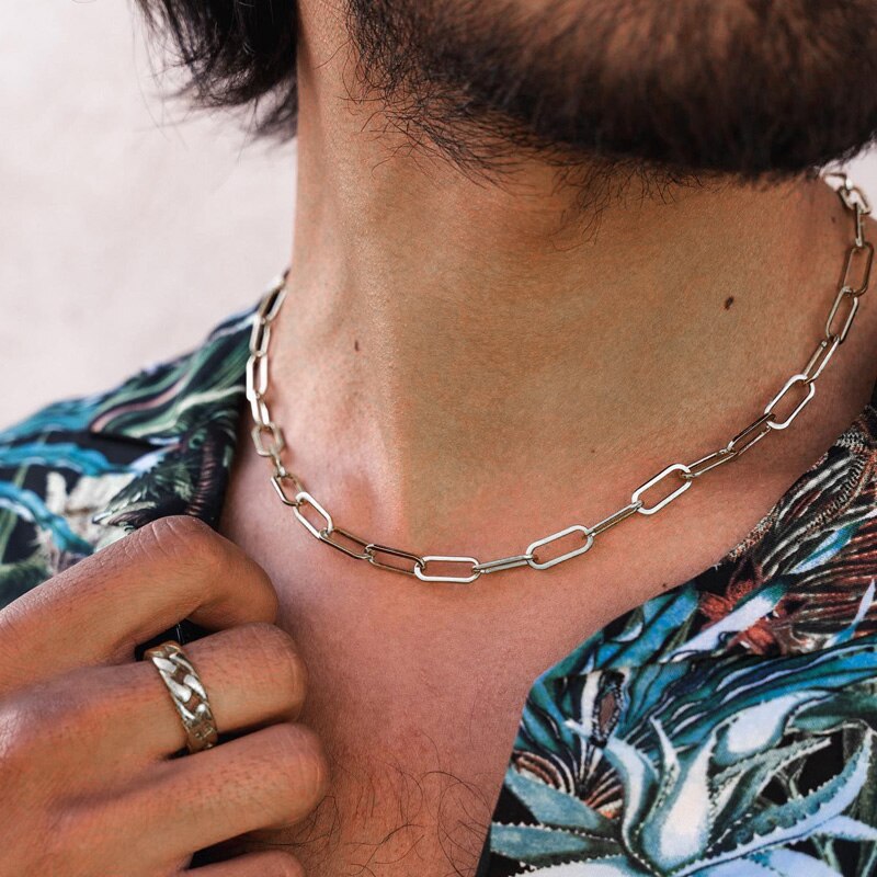 Trendy Paper Clip Chain Men's Necklace