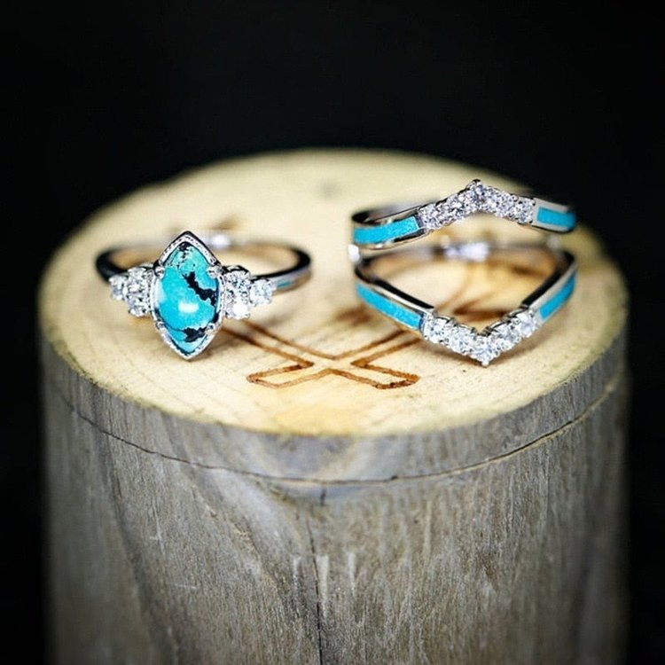 Turquoise Dreamcatcher Healing Ring Set