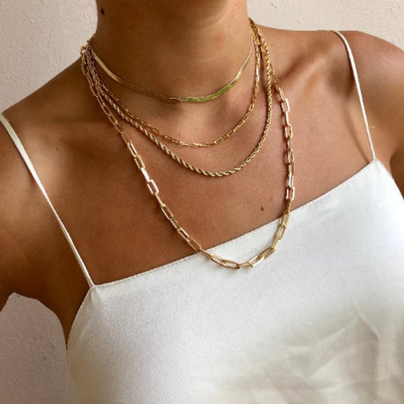 Luxurious Gold Rope Chain Women Necklace