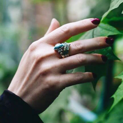 Turquoise Dreamcatcher Healing Ring Set