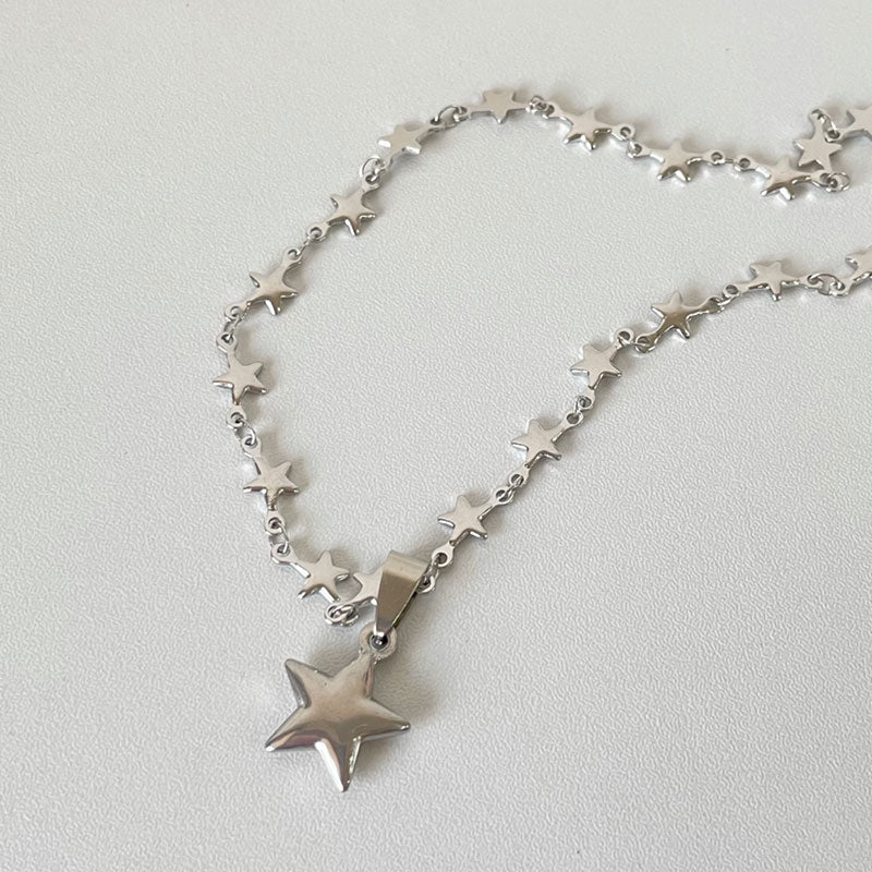 Silver Pentagram Star Pendant Necklace