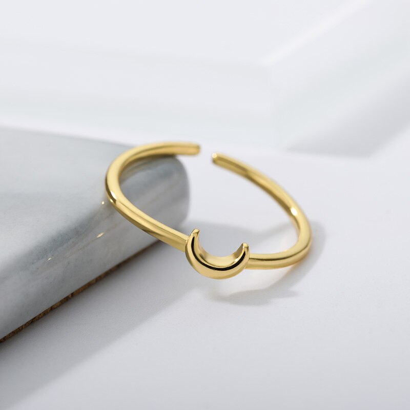 Minimalist Gold-Plated Crescent Ring