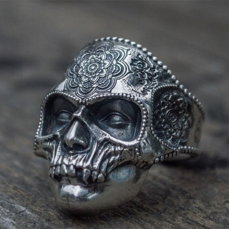 Mandala Sugar Skull Ring