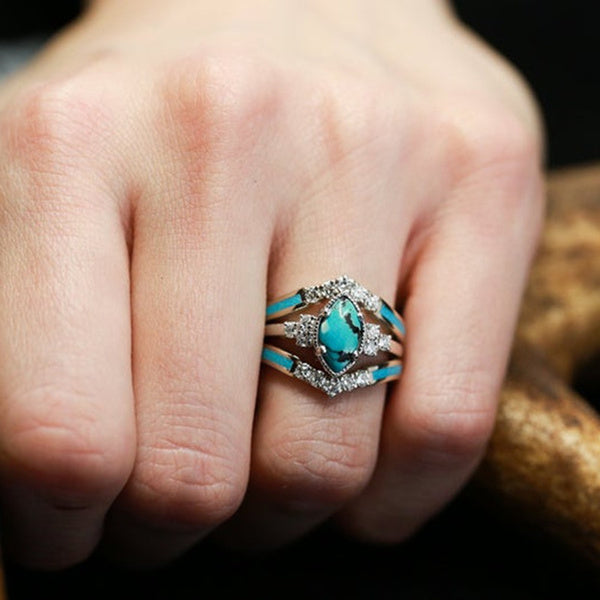 Turquoise Dreamcatcher Healing Ring Set