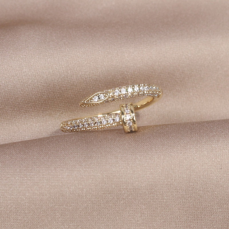 Classic Nail Style Copper Zircon Ring