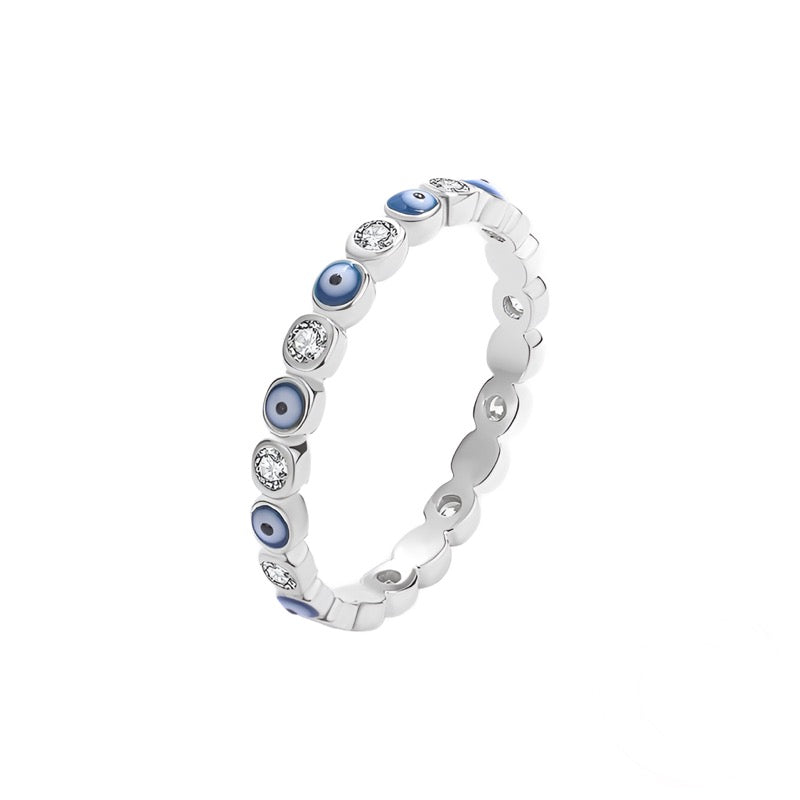 Sapphire Eye Round Full Diamond Crystal Ring