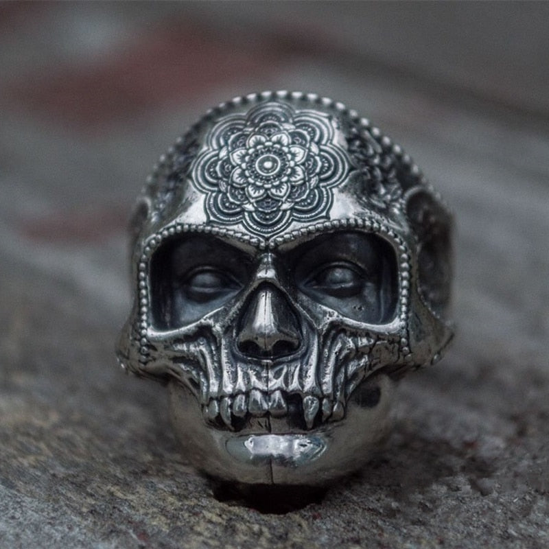 Mandala Sugar Skull Ring