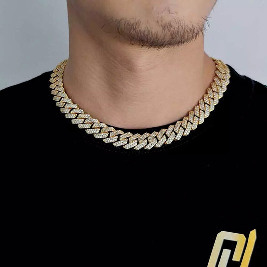 Gold Plated Iced Out Chain for Men & Women Cuban Chain Necklace