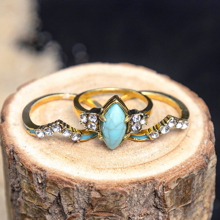 Turquoise Dreamcatcher Healing Ring Set