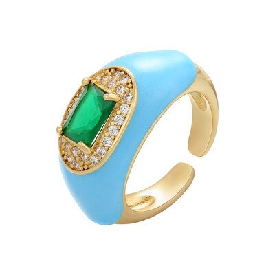 Summer Style Enamel Geometric Ring