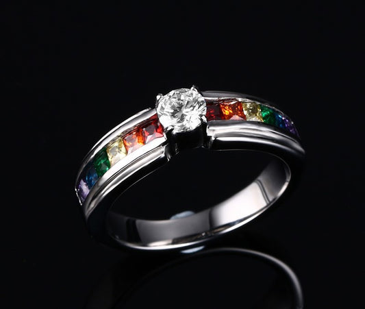 Rainbow Zircon Pride Ring