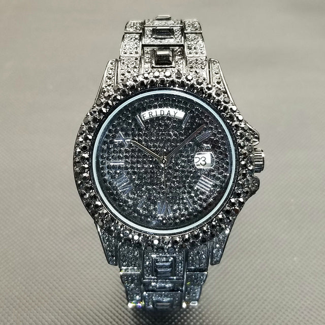 Radiant Opulence: Full Iced Crystal Watch