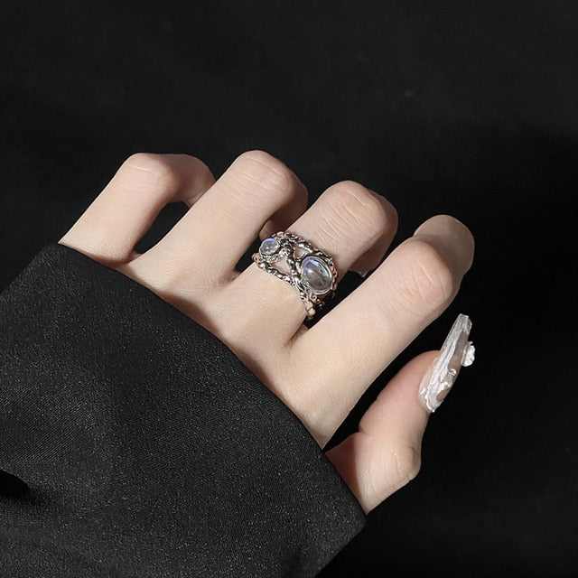 Vintage Aesthetic Crystal Love Ring Collection