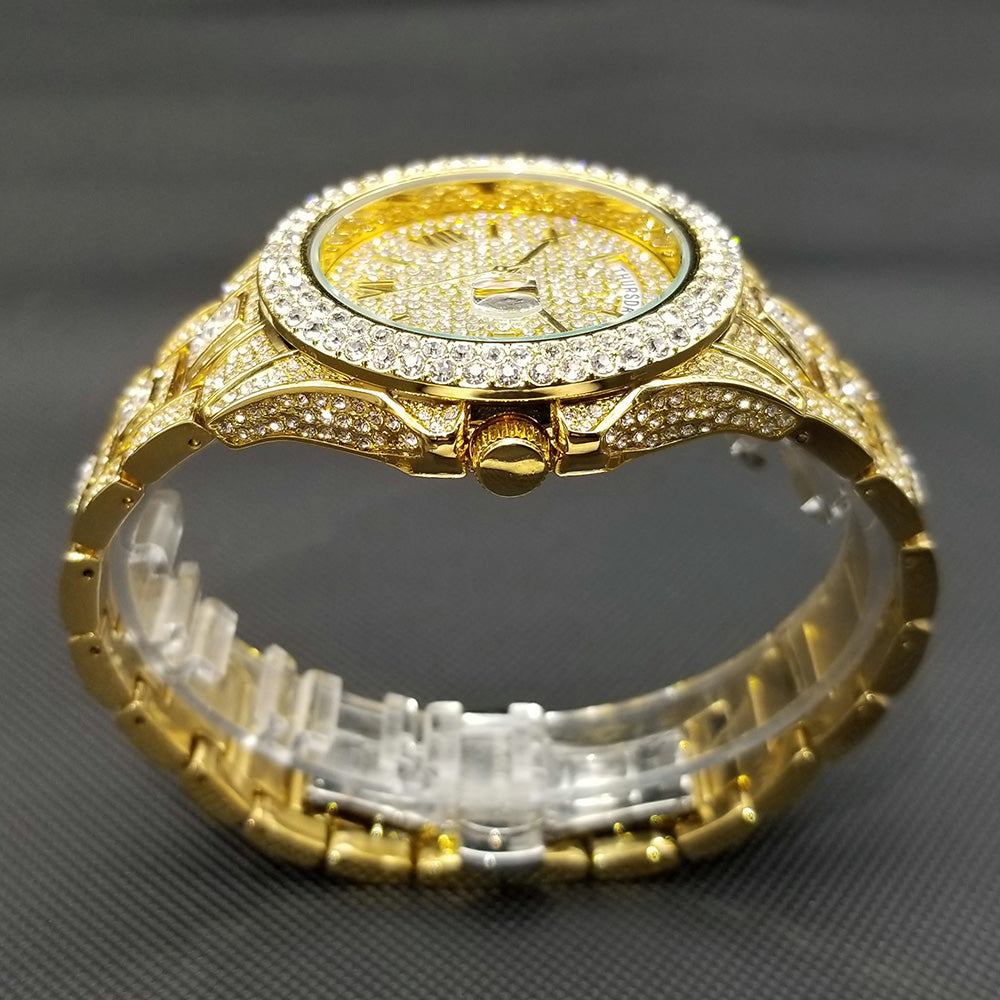 Radiant Opulence: Full Iced Crystal Watch