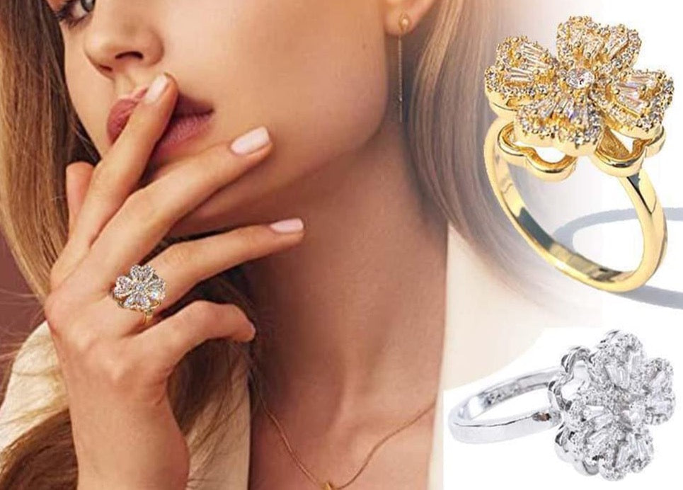 Rotating Four-Leaf Clover Ring - Elevate Your Style, Relieve Your Stress