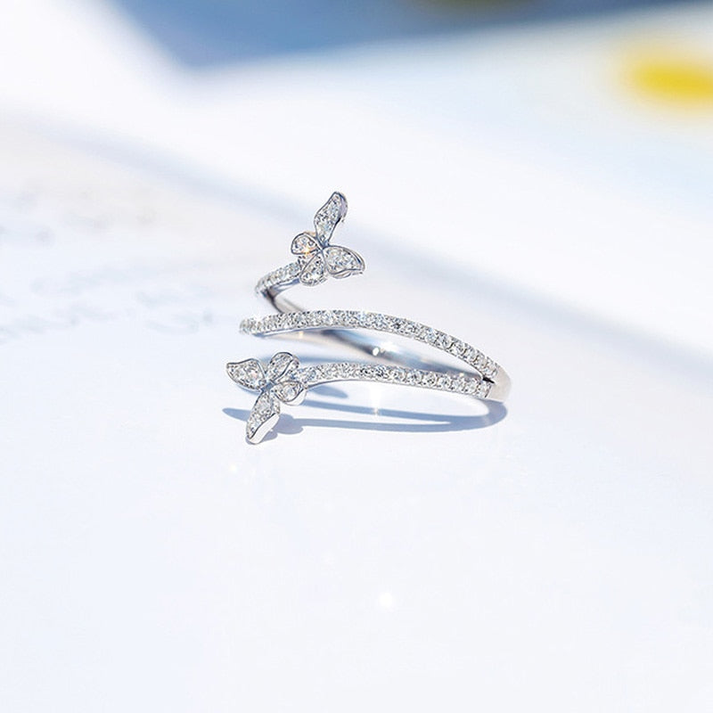 Double Butterfly Silver Rings