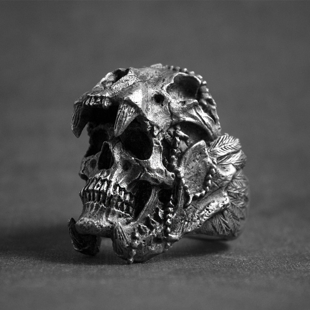 Indian Jaguar Warrior Skull Ring