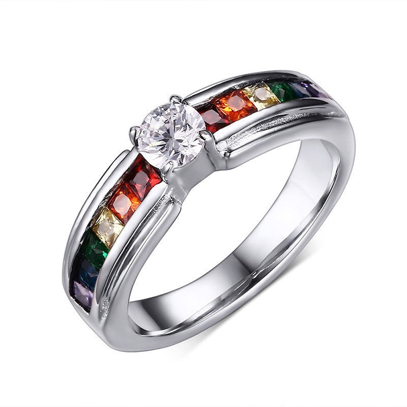 Rainbow Zircon Pride Ring