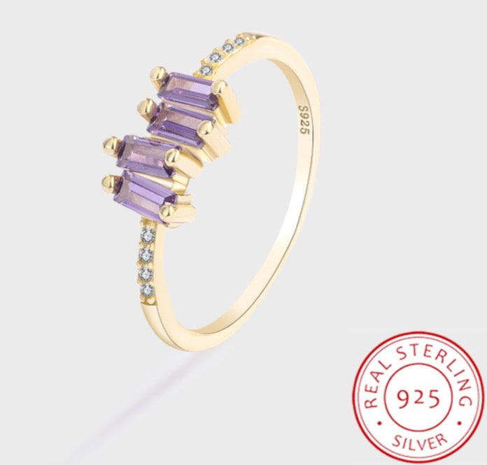 Baguette Amethyst Rings - Elegance Meets Luxury