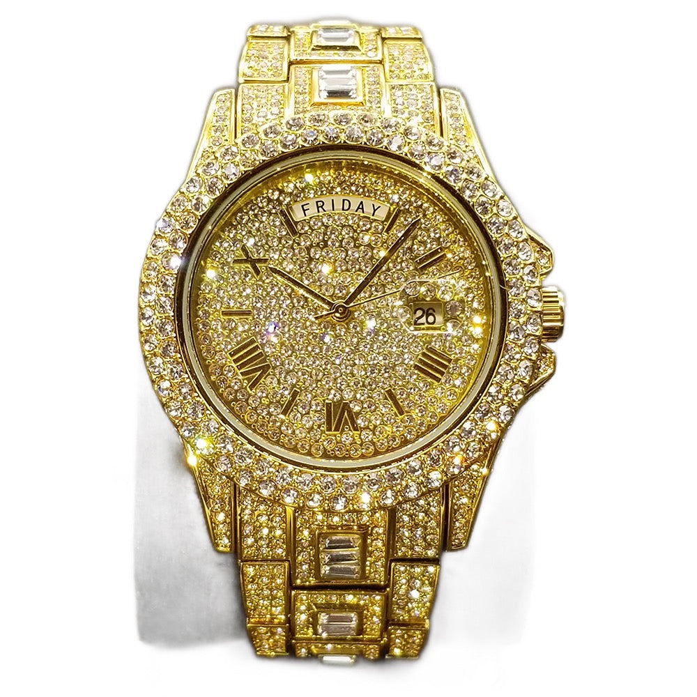 Radiant Opulence: Full Iced Crystal Watch