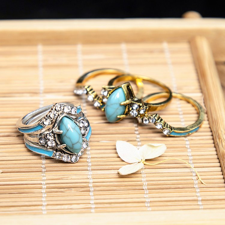 Turquoise Dreamcatcher Healing Ring Set