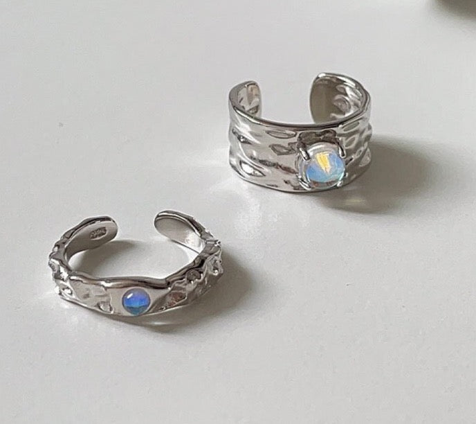 Silver Fashion Moonstone Adjustable Ring