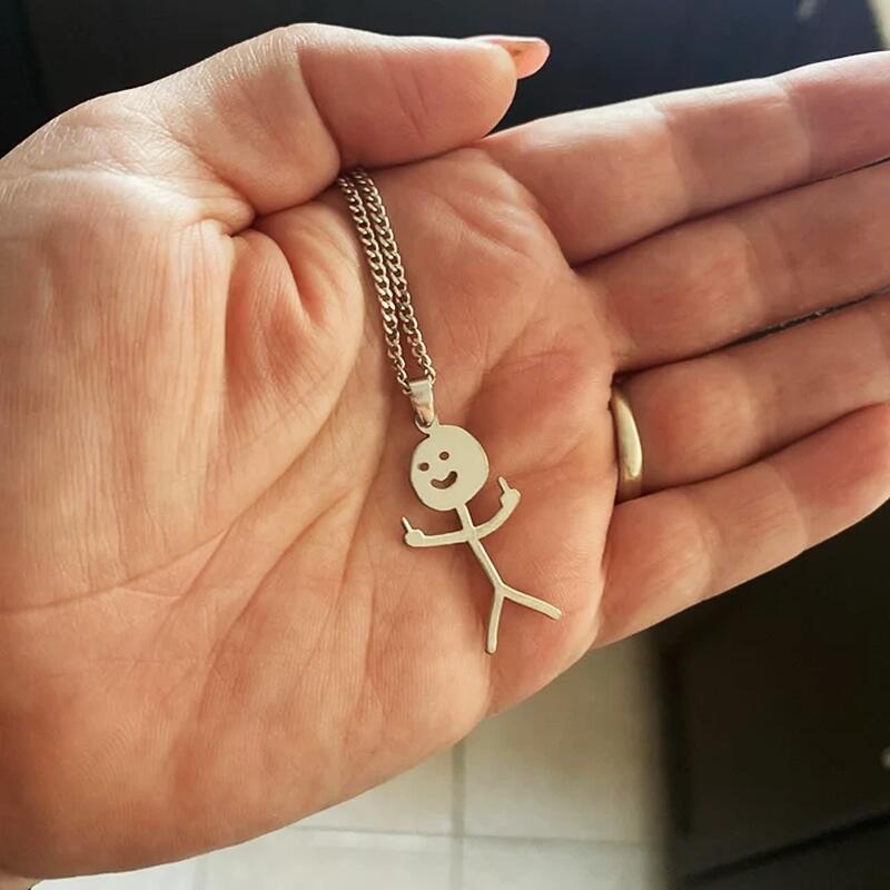 Bold Middle Finger Stickman Pendant Necklace