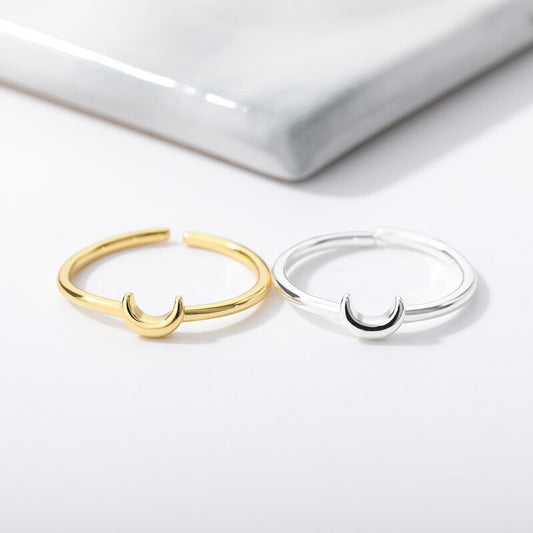 Minimalist Gold-Plated Crescent Ring