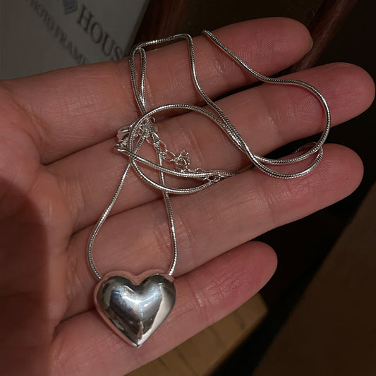 Vintage Metal Love Heart Pendant Necklace
