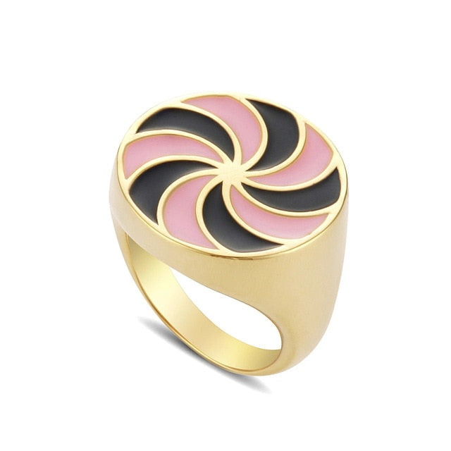 Summer Style Enamel Geometric Ring