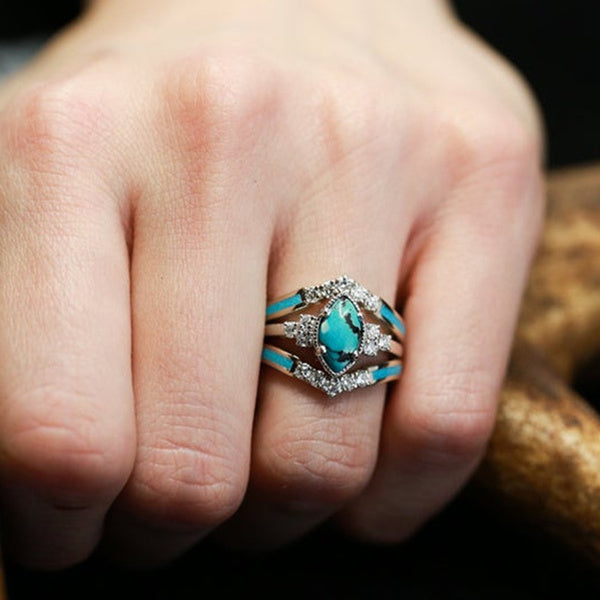 Achieving Dreams Turquoise 3-Piece Ring Set