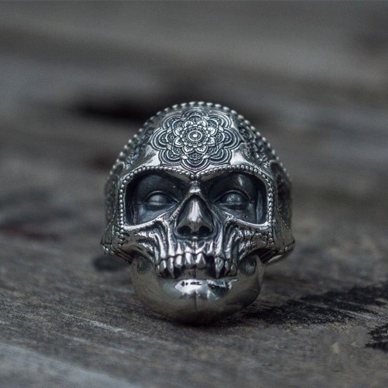 Mandala Sugar Skull Ring