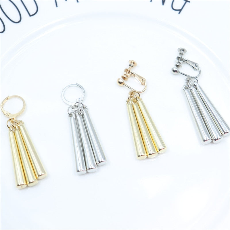 Rod Shaped Dangle Earrings