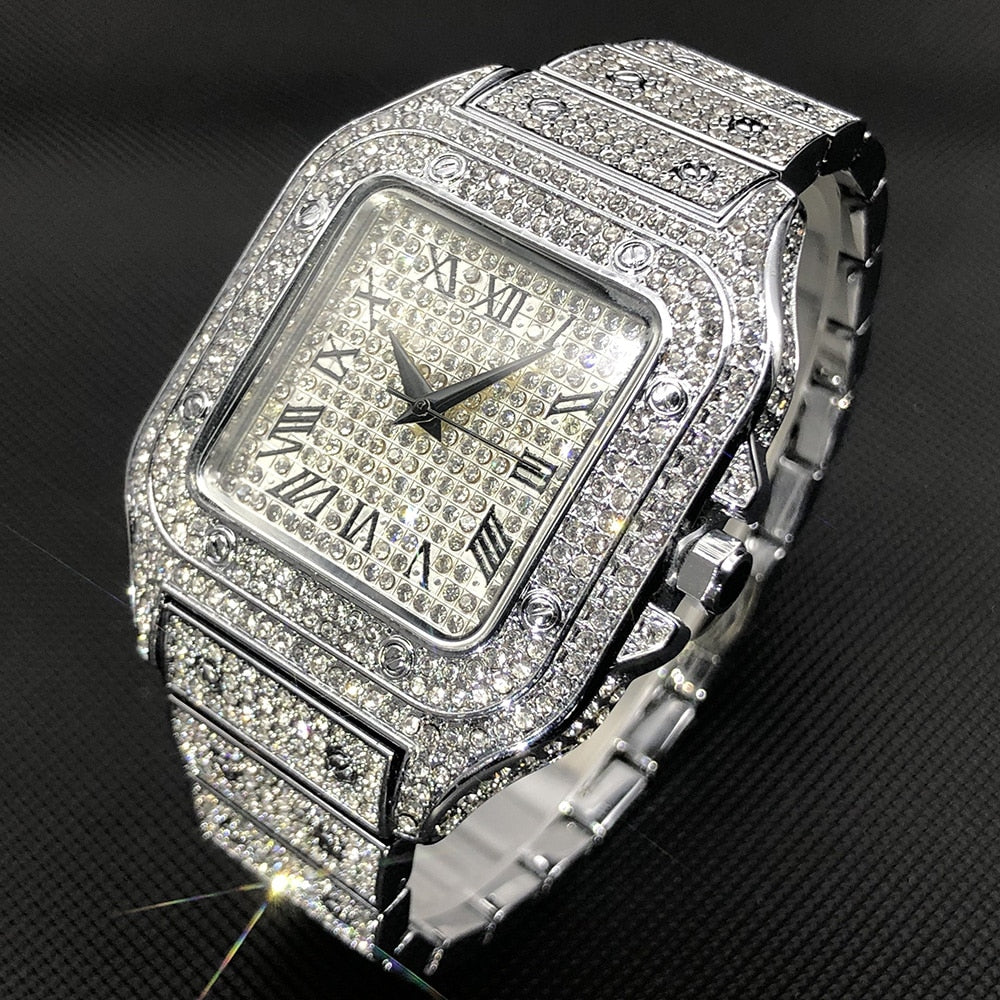 Elegant Brilliance: Square Full Crystal Watch