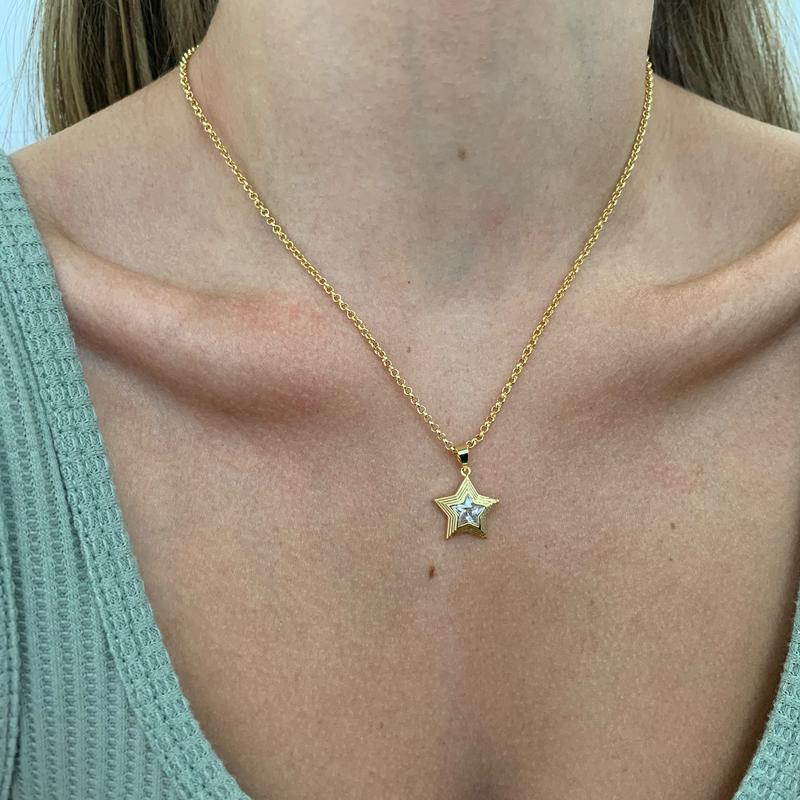 Sparkling Pentagram Clavicle Stars Necklace