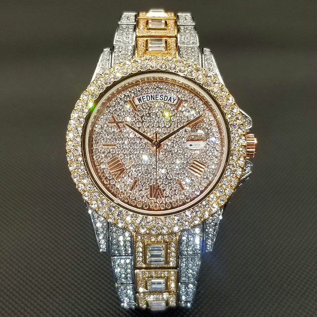 Radiant Opulence: Full Iced Crystal Watch