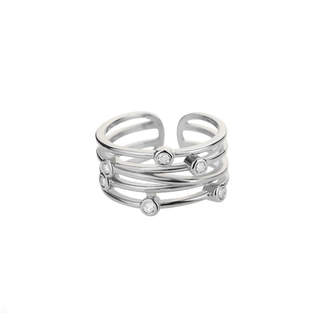 Elegant Geometric Twist Chain Open Rings