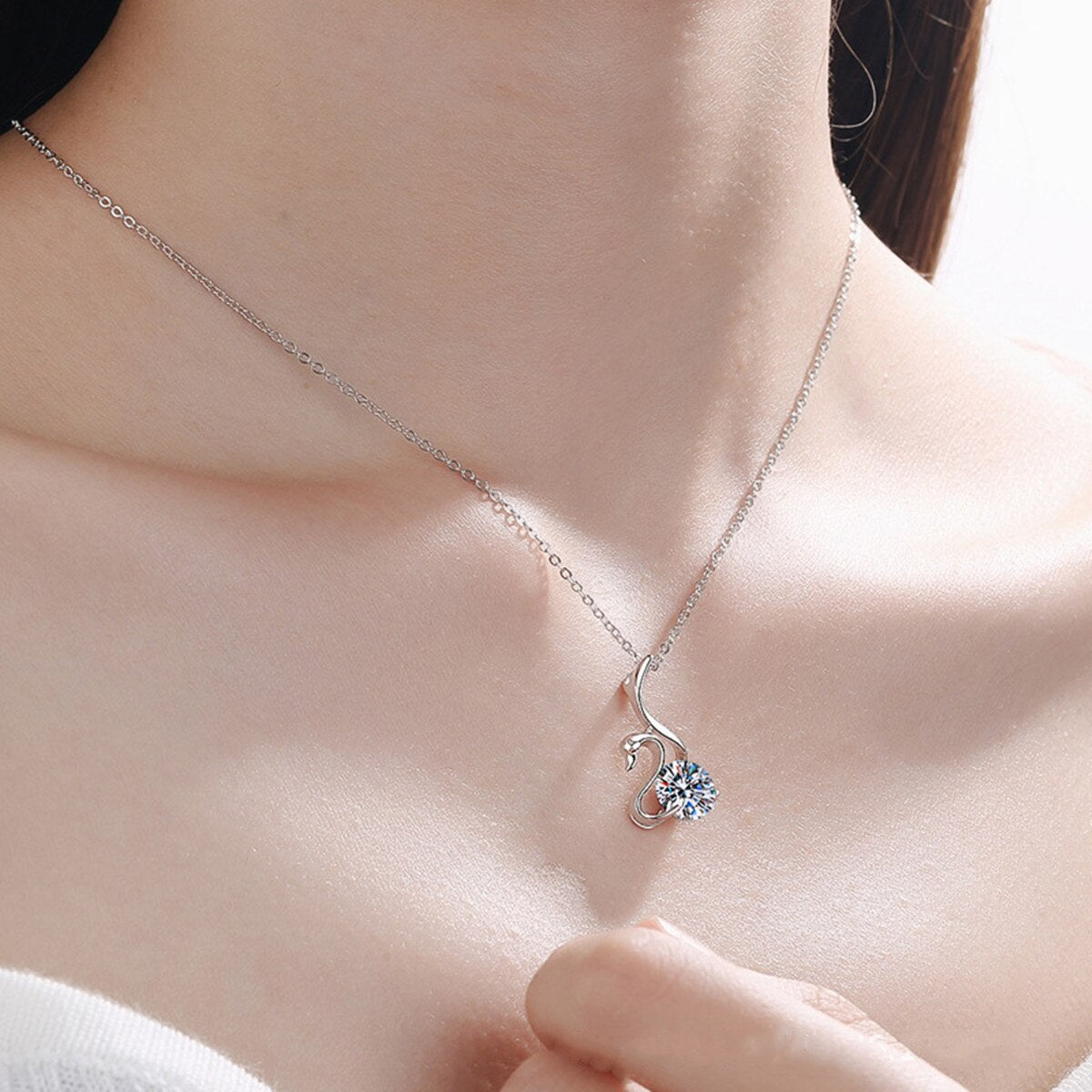 Dazzling Moissanite Swan Diamond Necklace